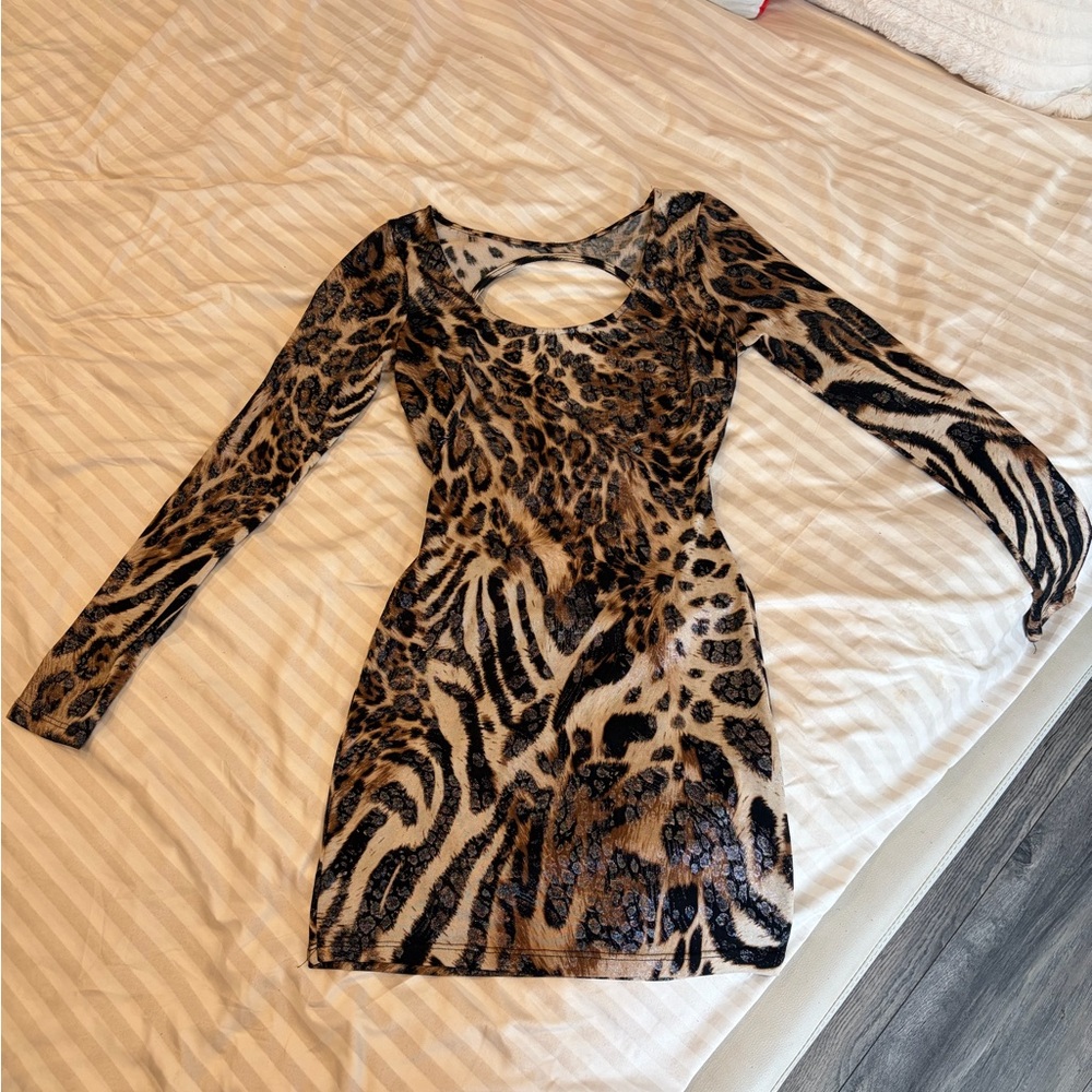 Leopard Print Long Sleeve Dress